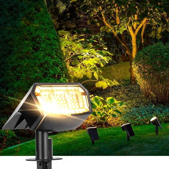 Solar Spotlights Outdoor 63 LED 3 Lighting Modes IP65 Waterproof Lighten Yard Garden House Garage Pathway for Christmas Decorations 6 Pack